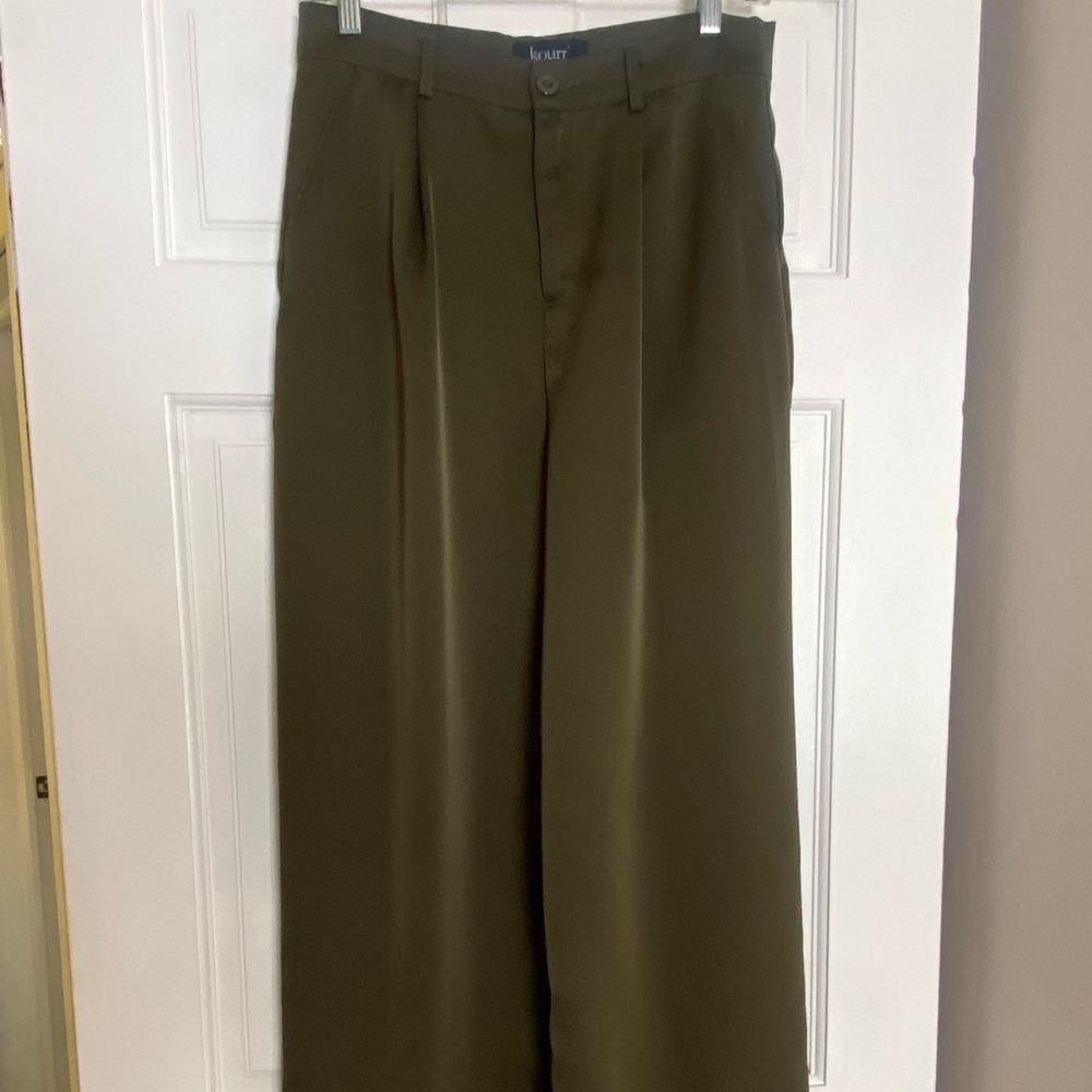 High waist satin pants, wide leg